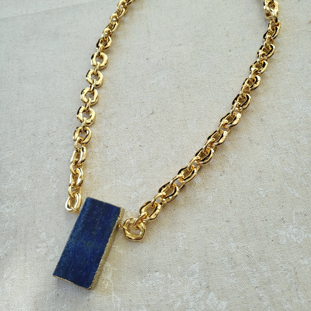 Lapis Focal J Crew Gold Chain Necklace